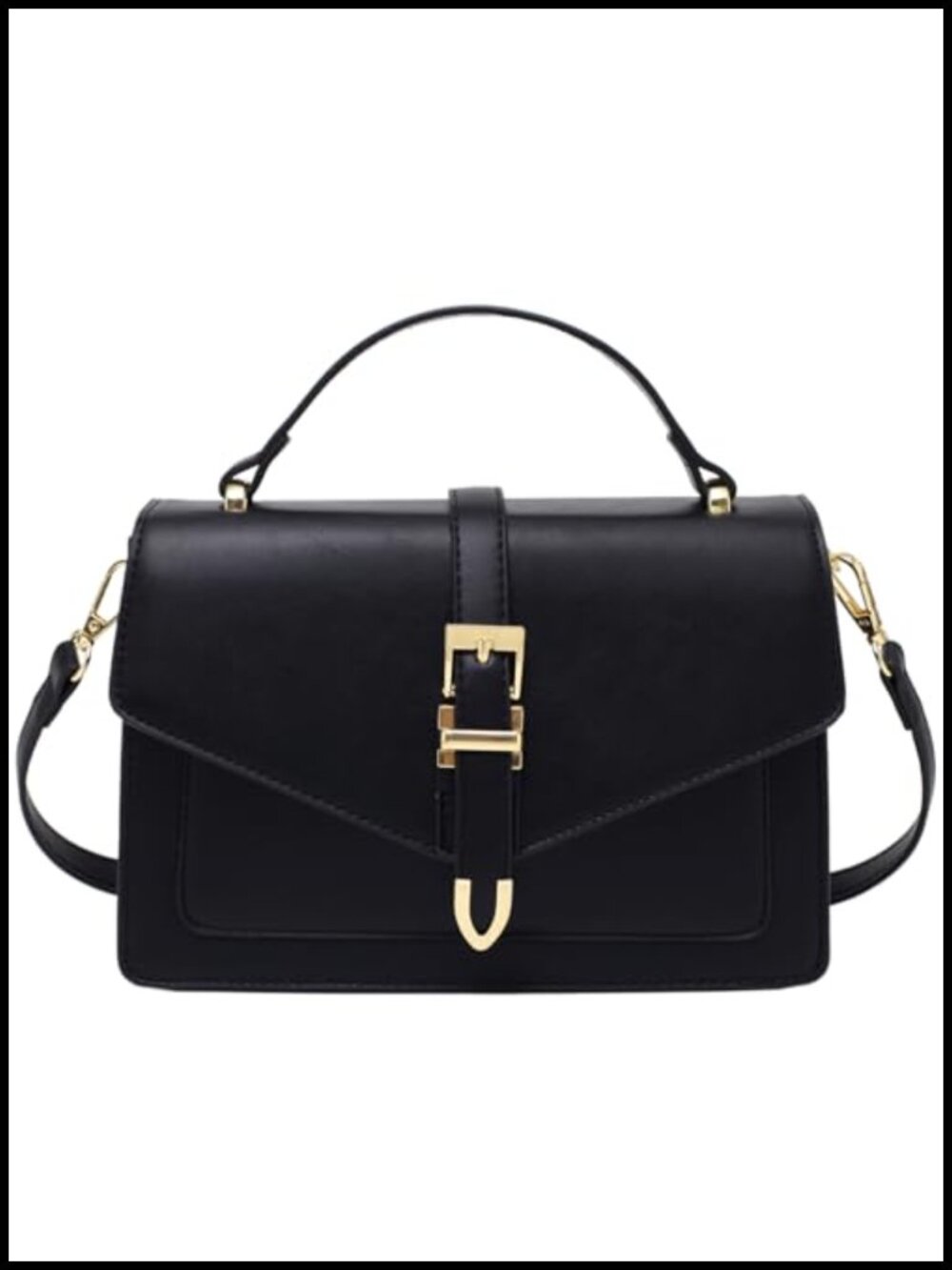 Vegan Leather Crossbody Bag Small Shoulder Purse with 2 Straps